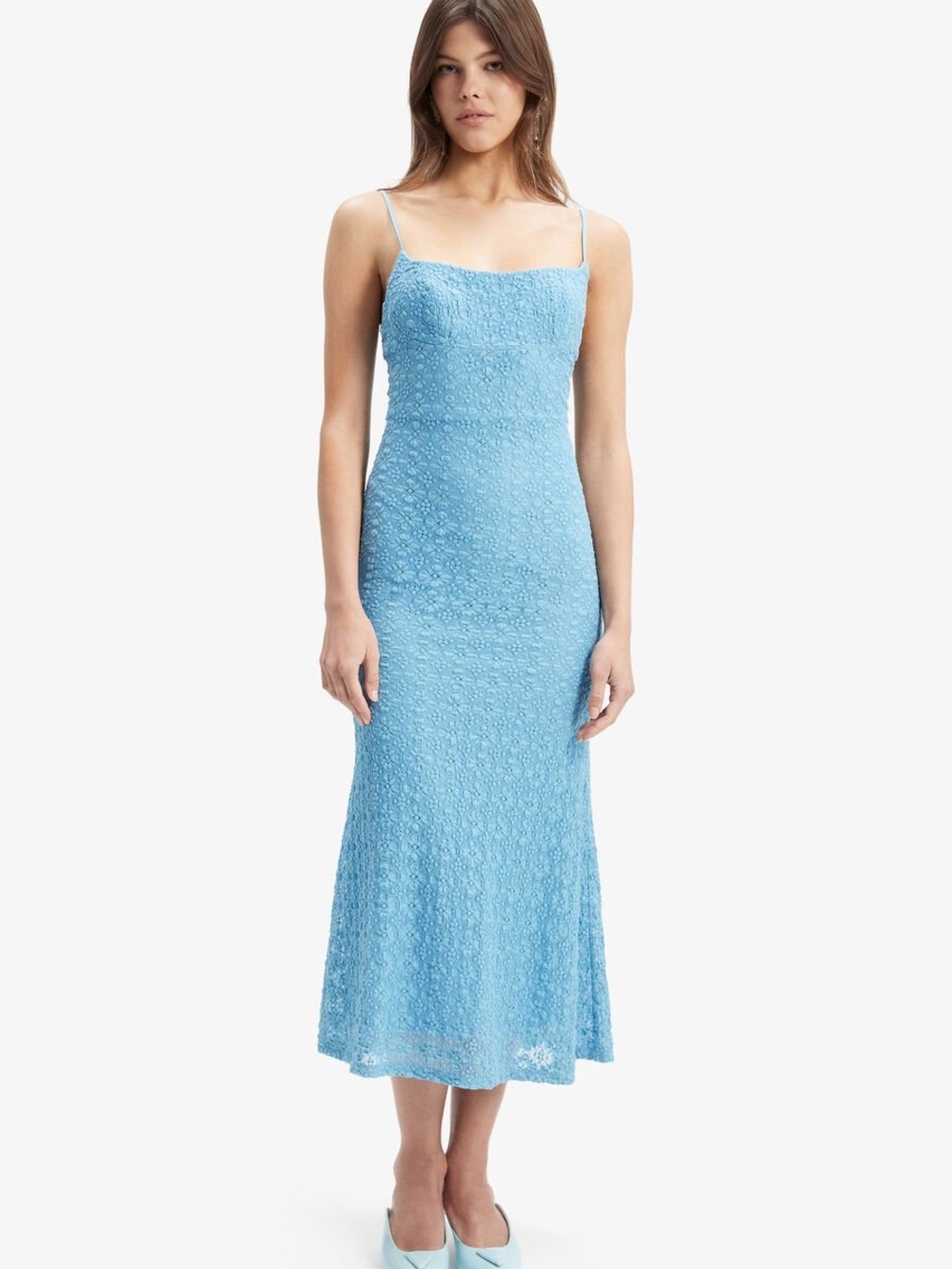 Bardot Sky Blue Textured Maxi Dress